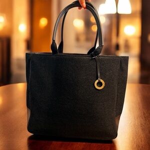 Givenchy Sherpa Tote from PARFUMS. Black Wool w Faux Leather & Red Interior NWT